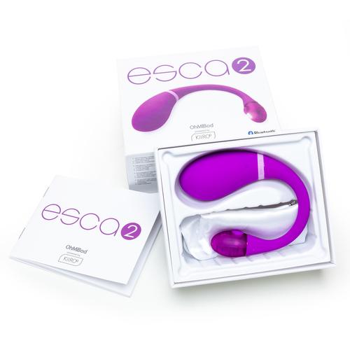 OhMiBod Esca 2 vibrator in box with instruction manual