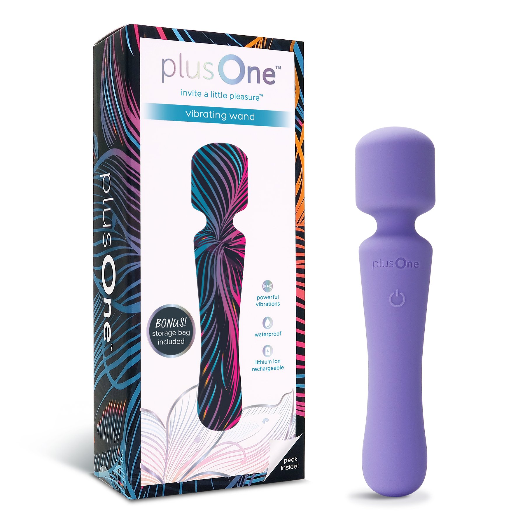 plusOne vibrating wand massager vibrator with box