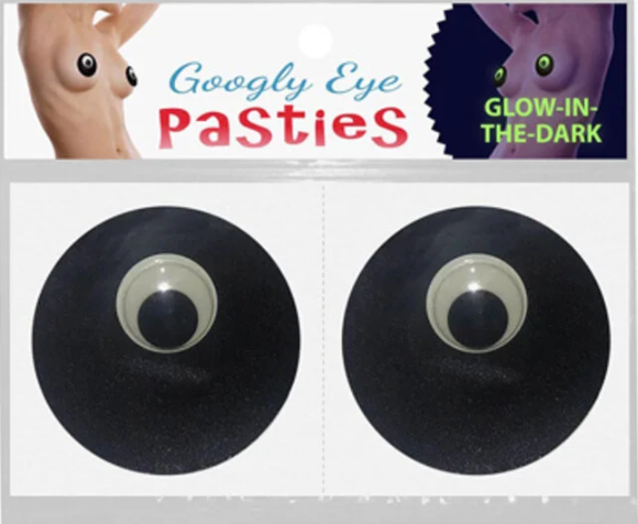 Breast pasties that look like Googly eyes and glow in the dark