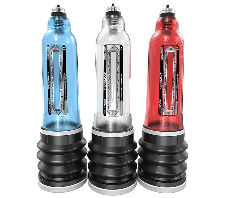 Three Hydromax Shower Penis Pumps in Hydromax 7 Size Standing Next to Each Other | Kinkly Shop