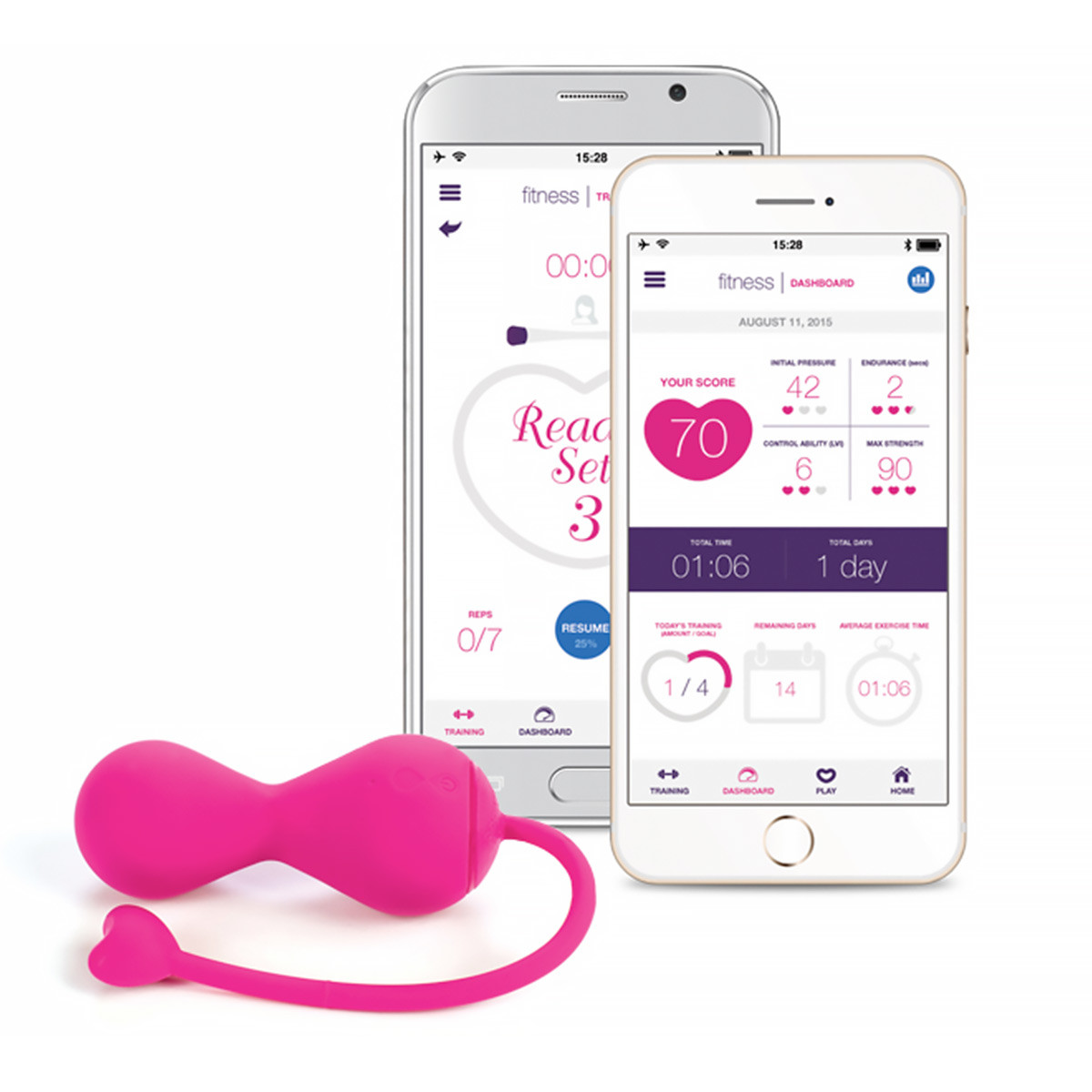 Lovelife krush kegel exerciser beside phone display